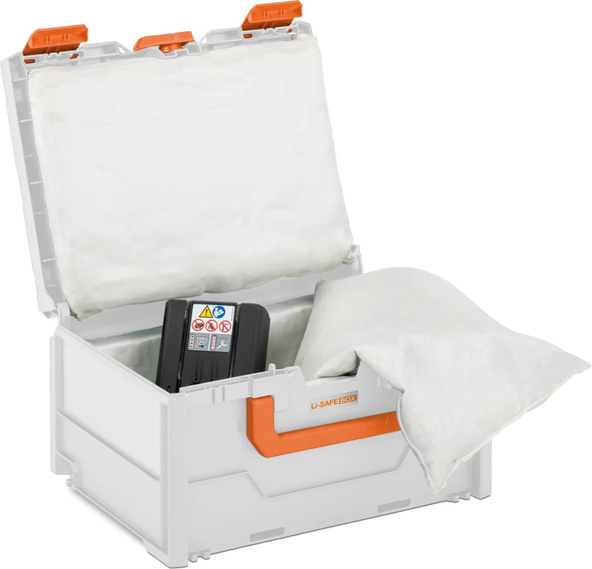 Batteri transportkasse brandsikker, 40x30x21,5 cm.