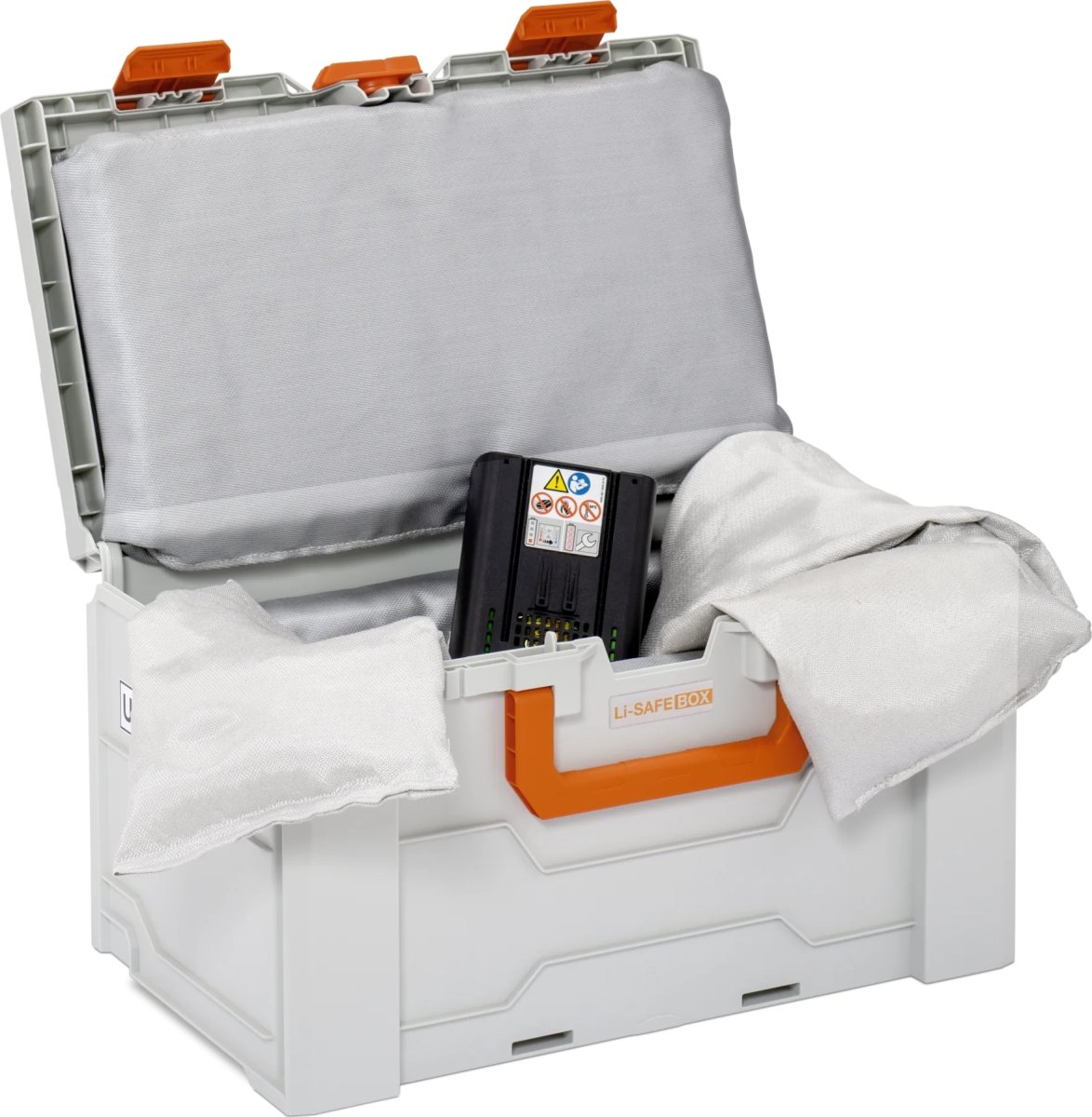 Batteri transportkasse brandsikker, 50x30x28 cm.