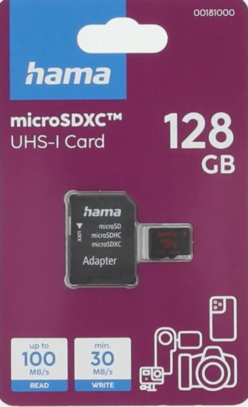 HAMA Hukommelseskort Micro SDXC 128 GB U3 UI V30