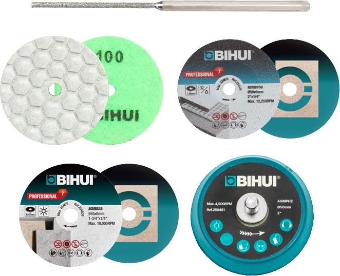 BIHUI mini vinkelsliber kit m/ledning, 50mm, 220W