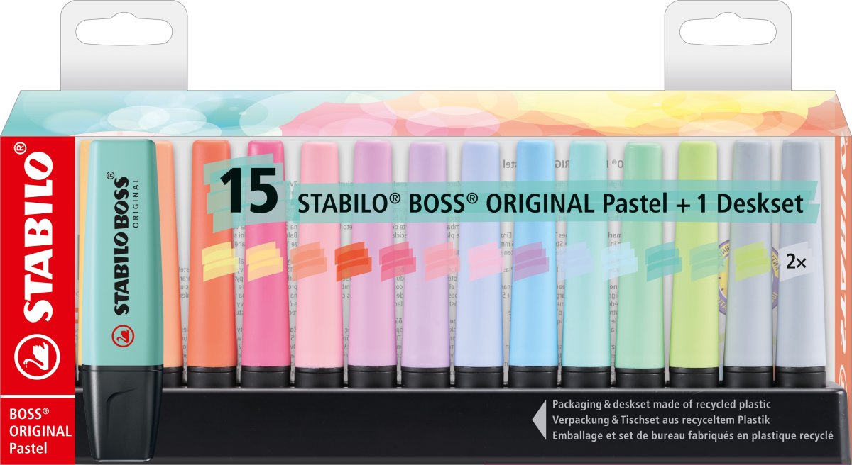 Stabilo Boss Highlighter | Pastel | 15 farver