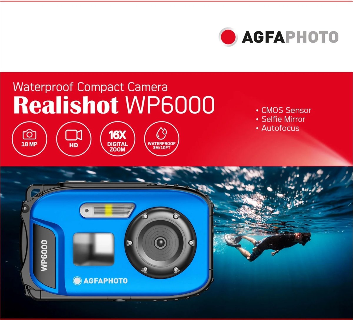AGFAPHOTO Digitalkamera WP6000 18MP HD Blå