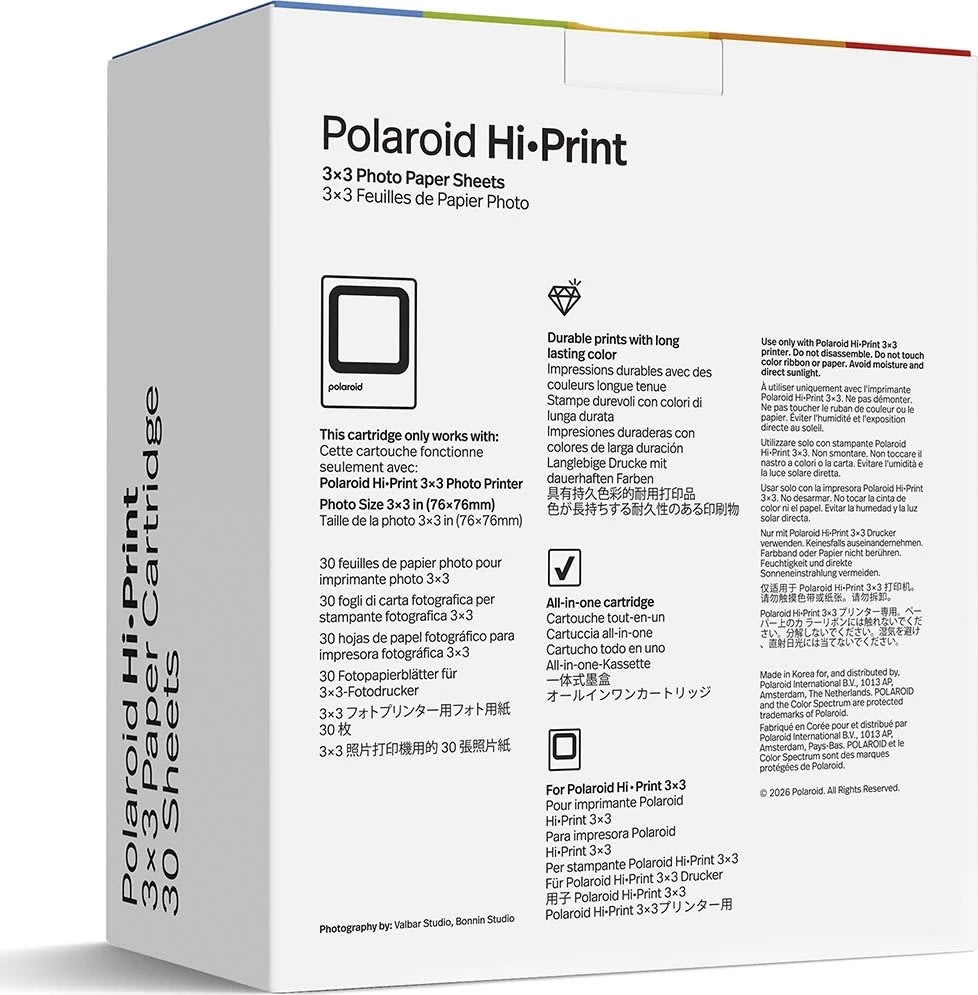 POLAROID Papirpatron HiPrint 3X3 30 Ark