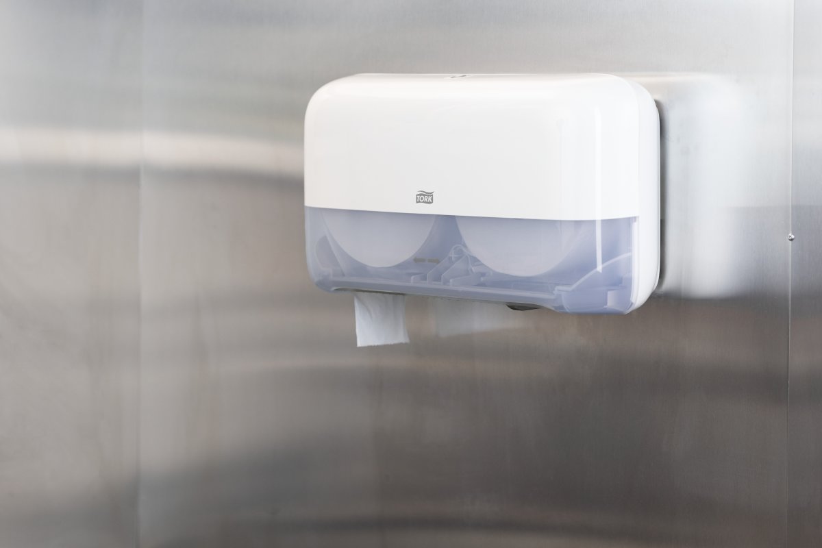 Tork T2 Twin Dispenser MiniJumbo Toiletpapir, Hvid