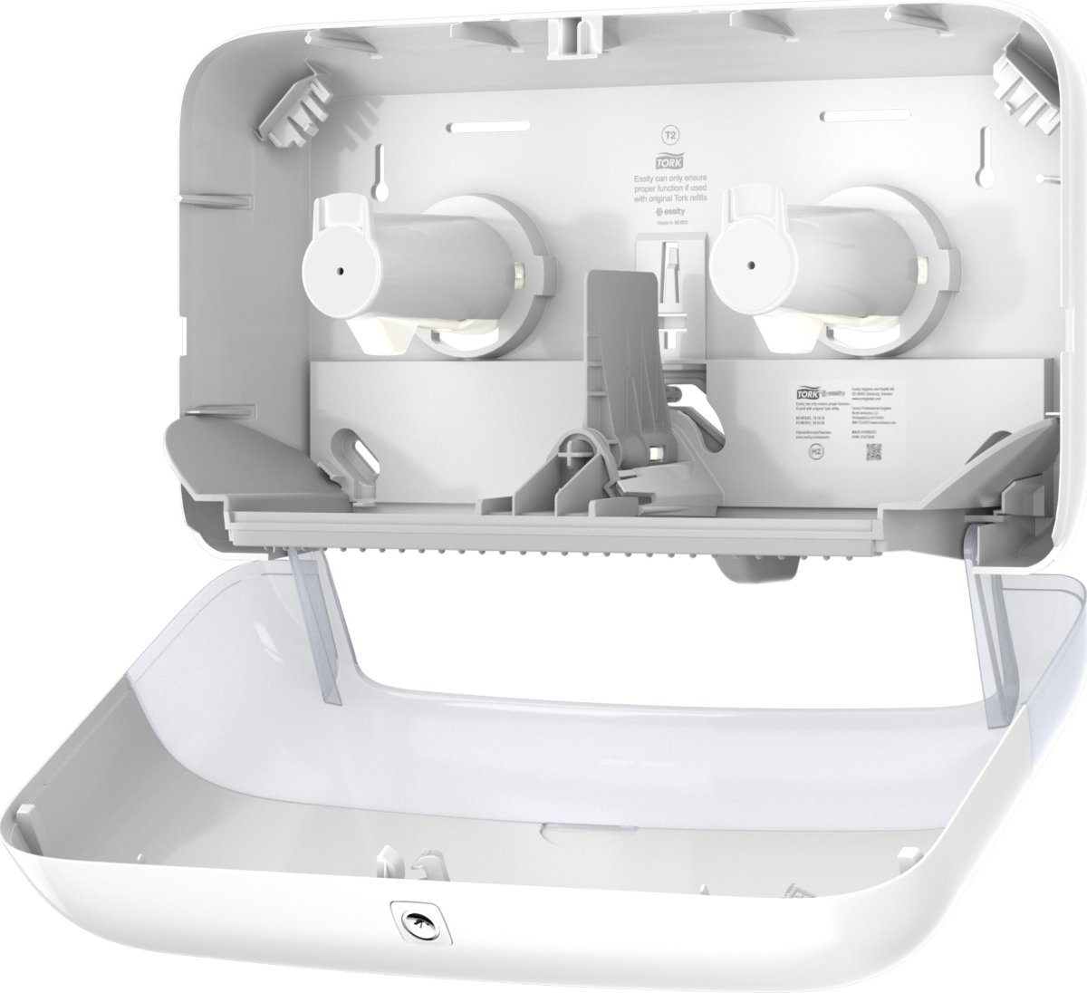 Tork T2 Twin Dispenser MiniJumbo Toiletpapir, Hvid