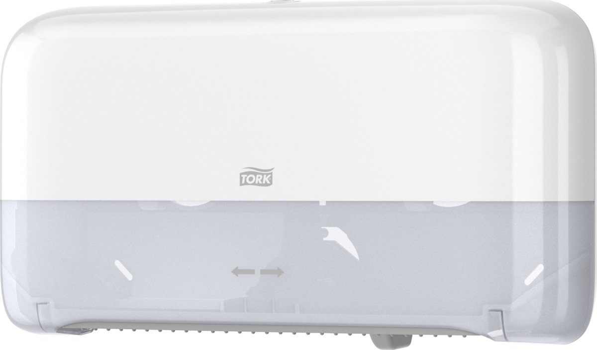 Tork T2 Twin Dispenser MiniJumbo Toiletpapir, Hvid