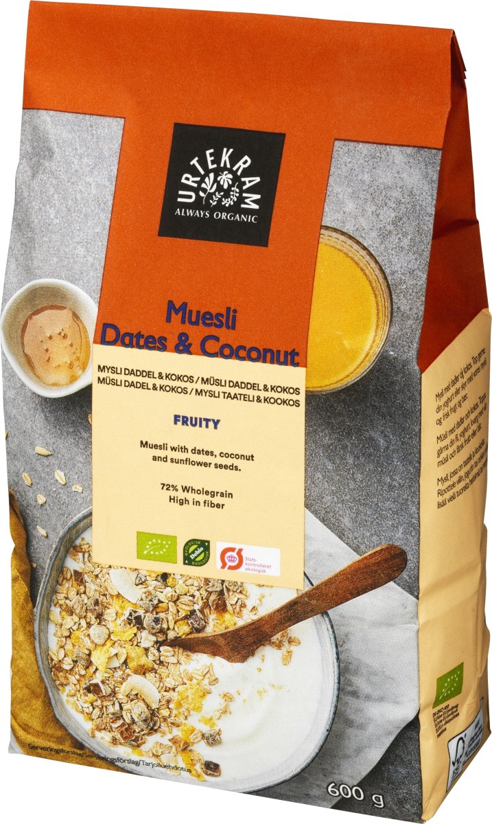 Urtekram Øko Müsli Dadel & Kokos, 600 g