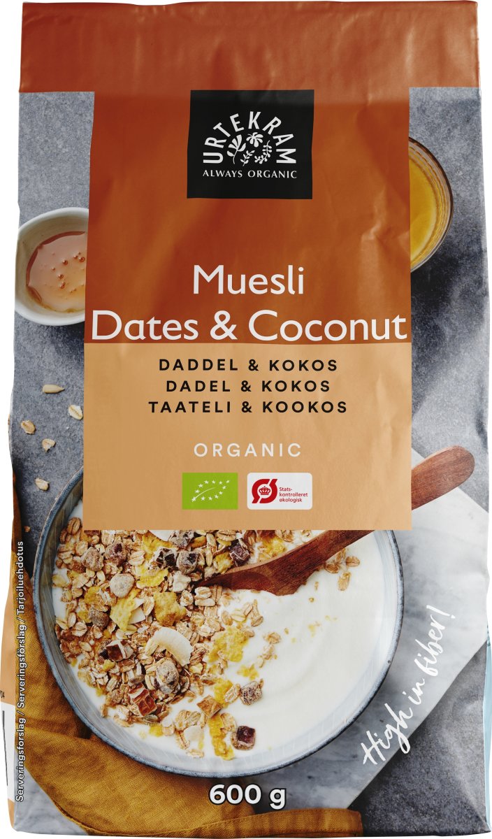 Urtekram Øko Müsli Dadel & Kokos, 600 g