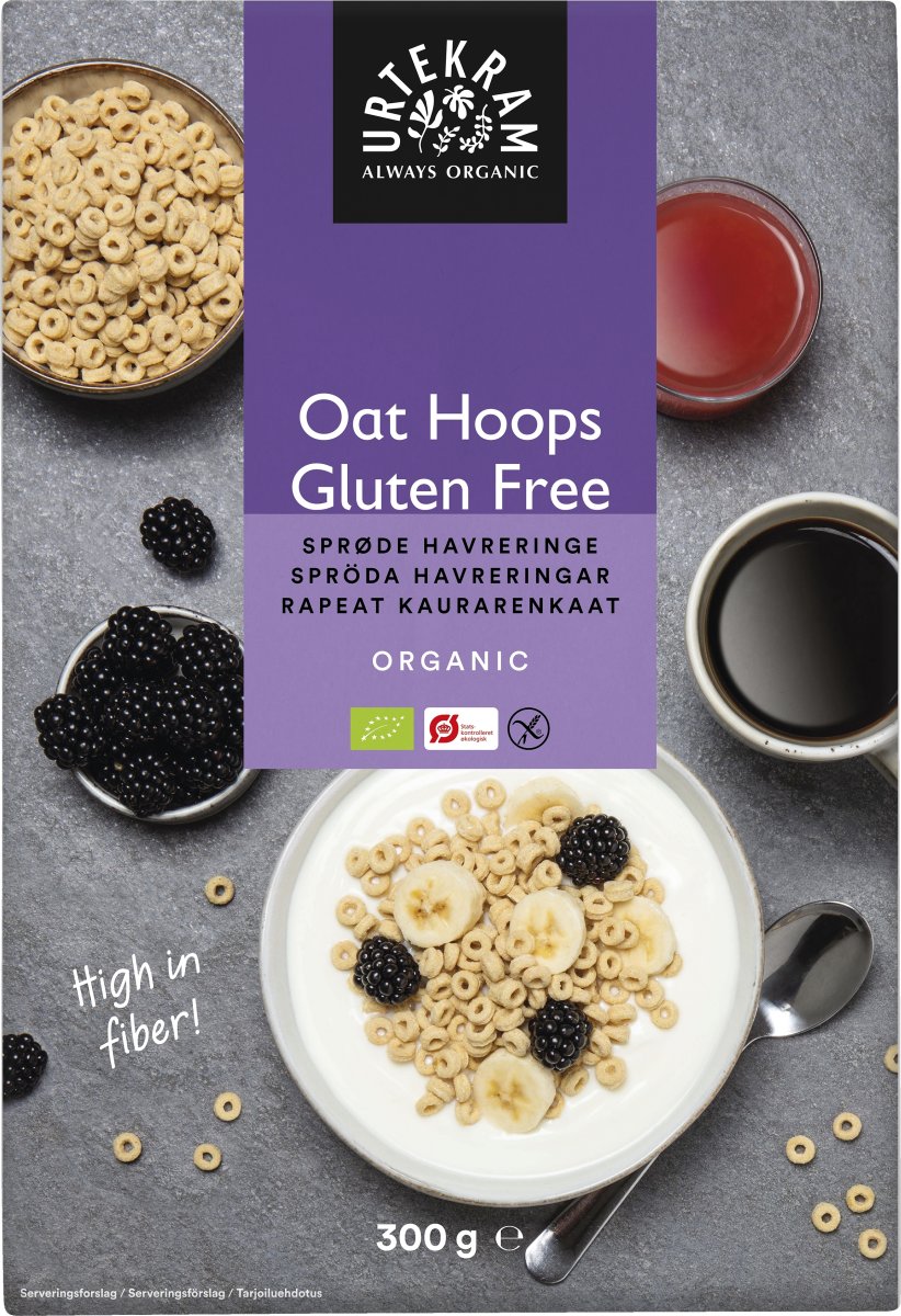 Urtekram Øko Oat Hoops, 300 g