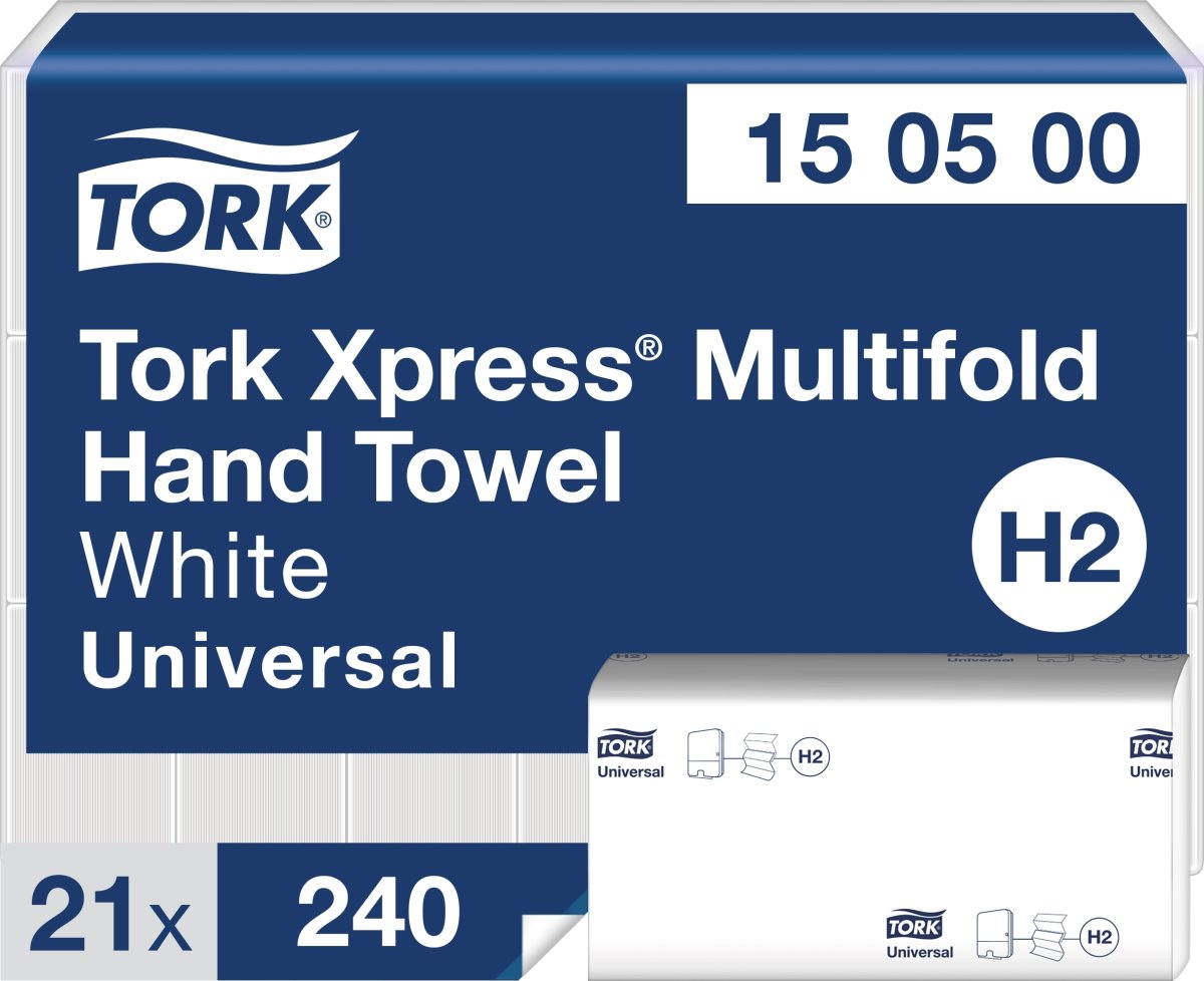 Tork H2 Uni Håndklædeark Z-fold, 1-lags, 21 pk