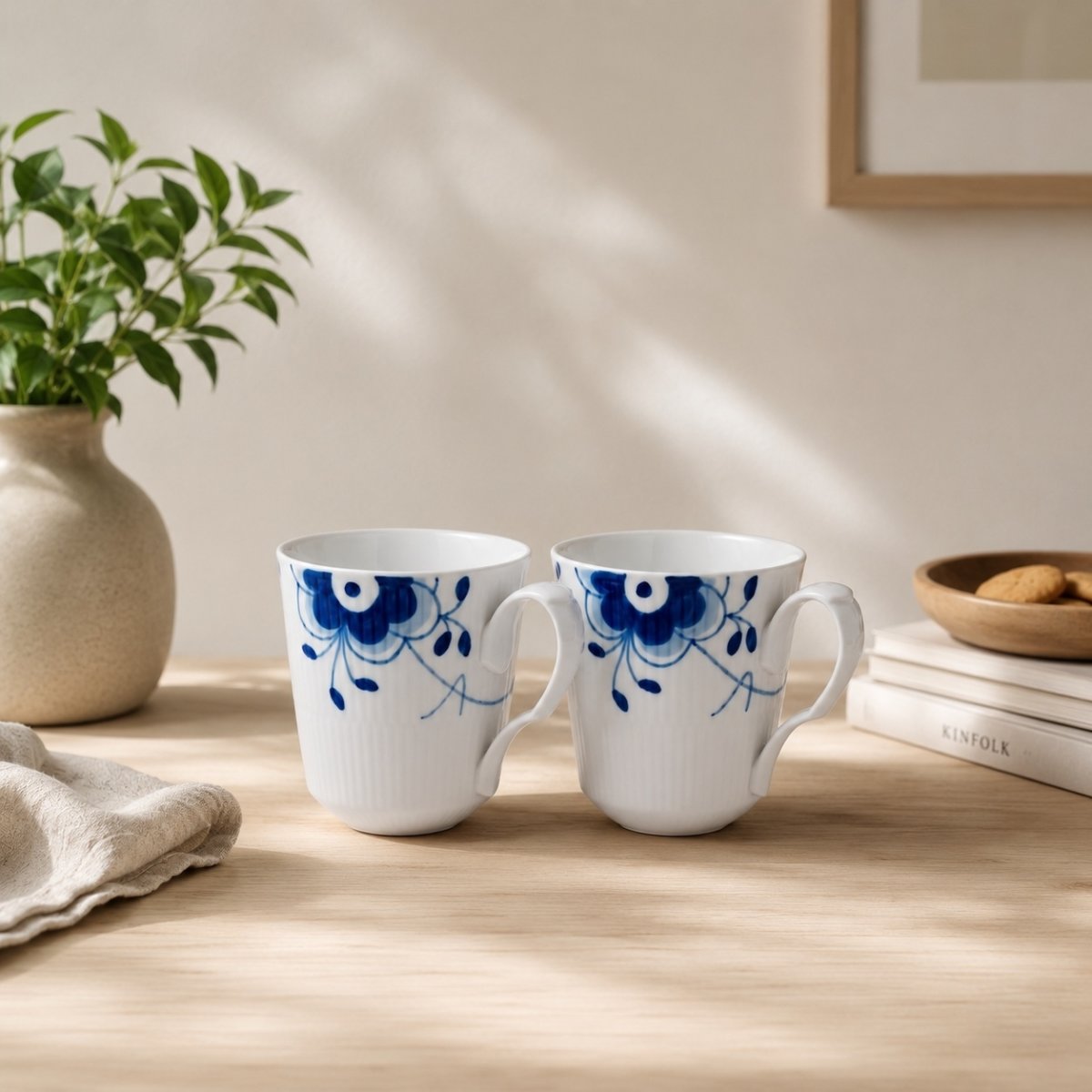 Royal Copenhagen Blå Mega Riflet Krus 38cl, 2 stk