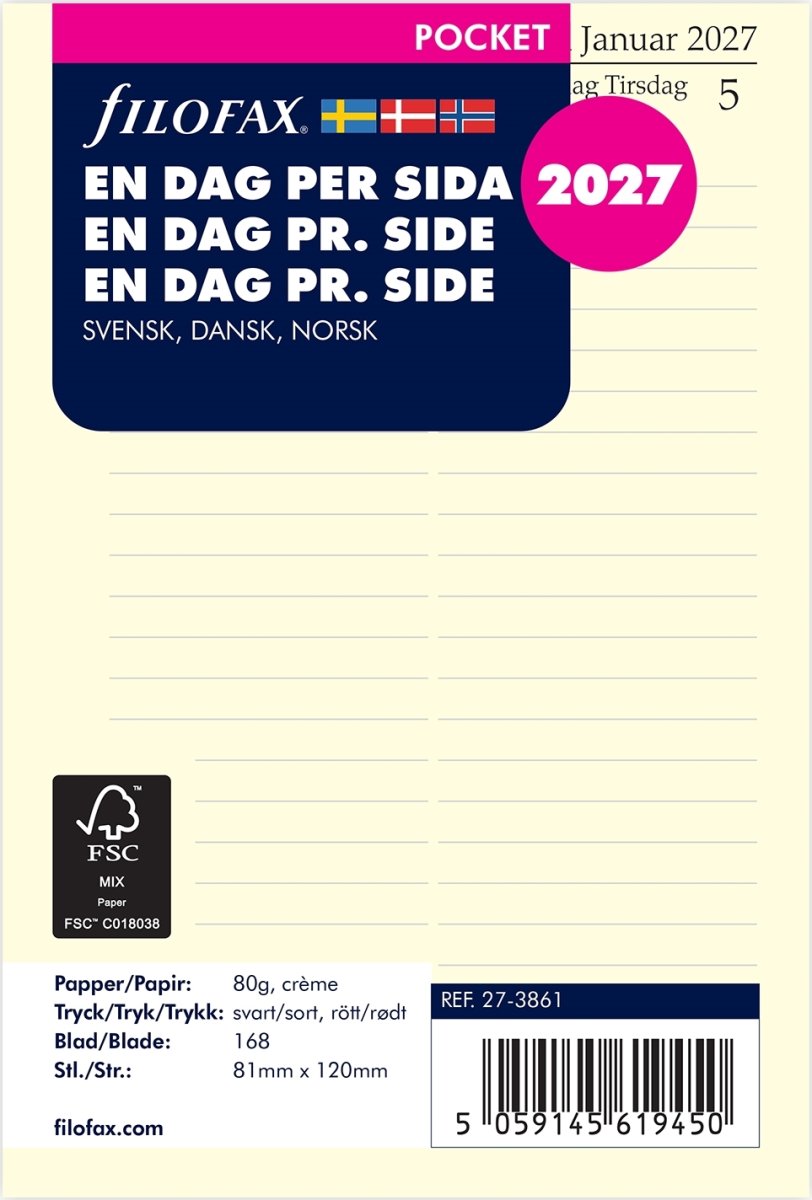 Filofax 2027 Refill | Pocket | Dag