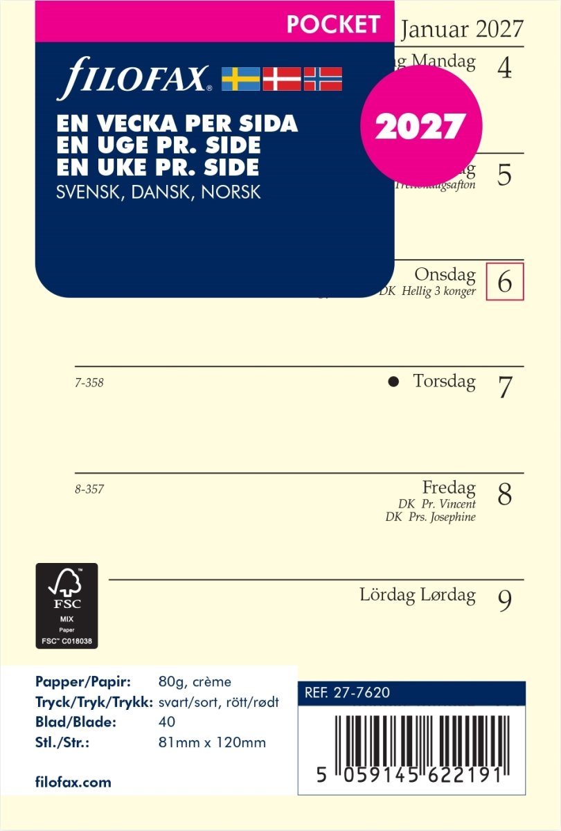 Filofax 2027 Refill | Pocket | Uge