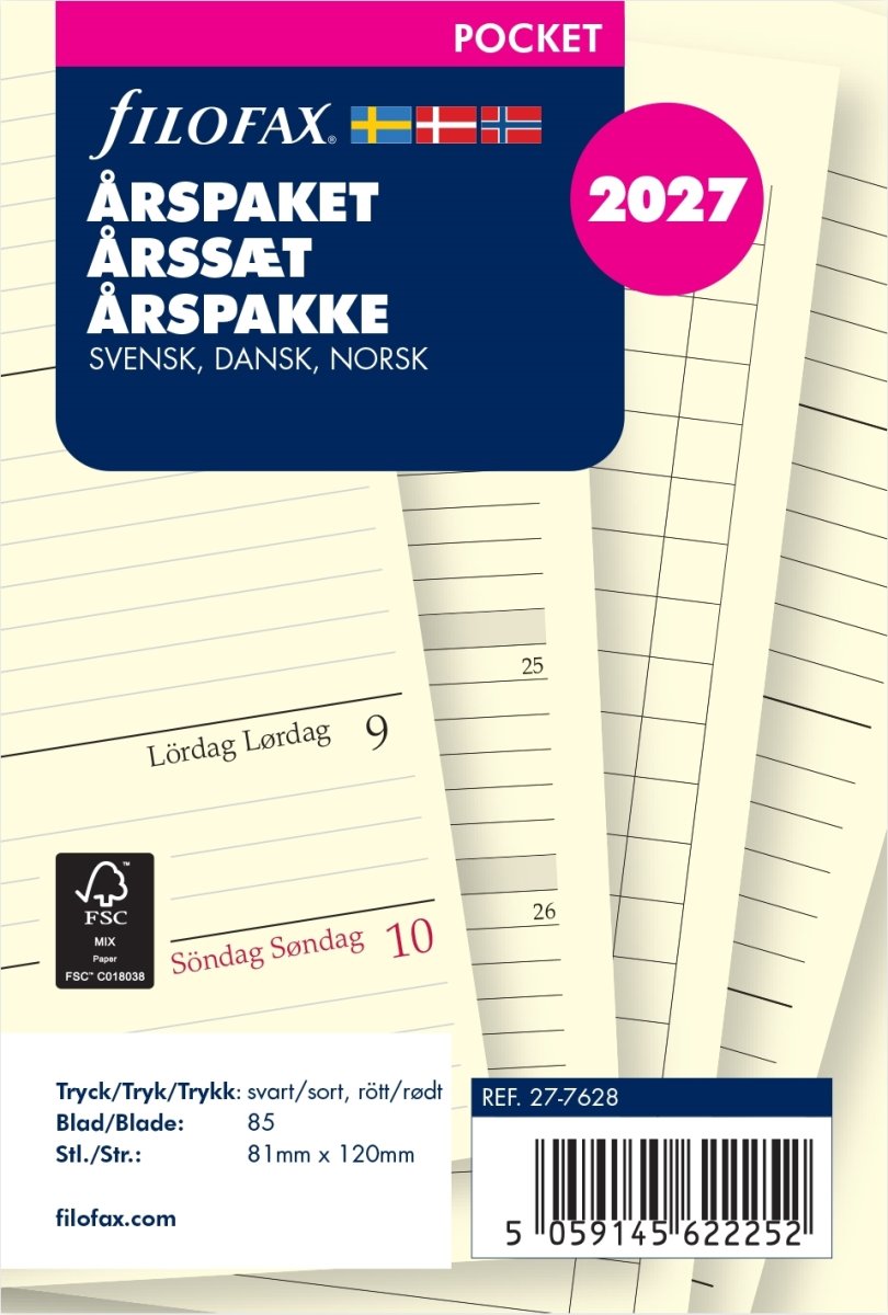 Filofax 2027 Refill | Pocket | Årspakke