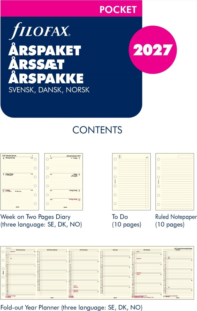 Filofax 2027 Refill | Pocket | Årspakke
