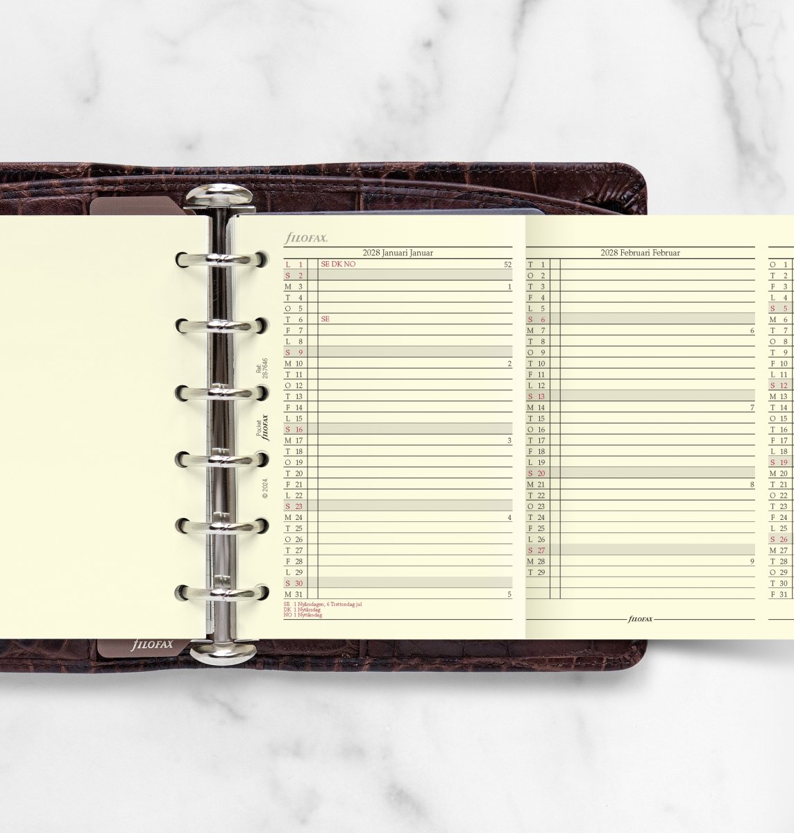 Filofax 2028 Refill | Pocket | Årsplan
