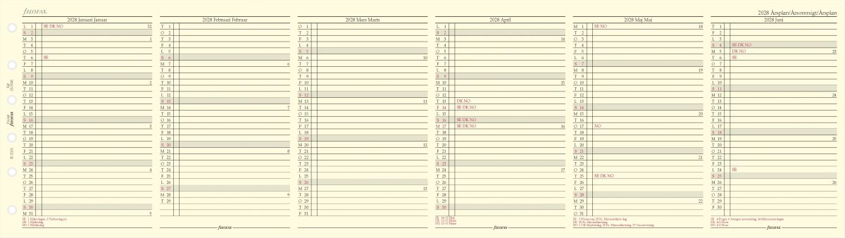 Filofax 2028 Refill | Pocket | Årsplan