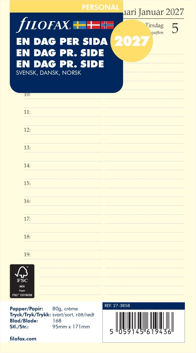 Filofax 2027 Refill | Personal | Dag