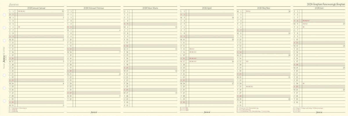 Filofax 2028 Refill | Personal | Årsplan