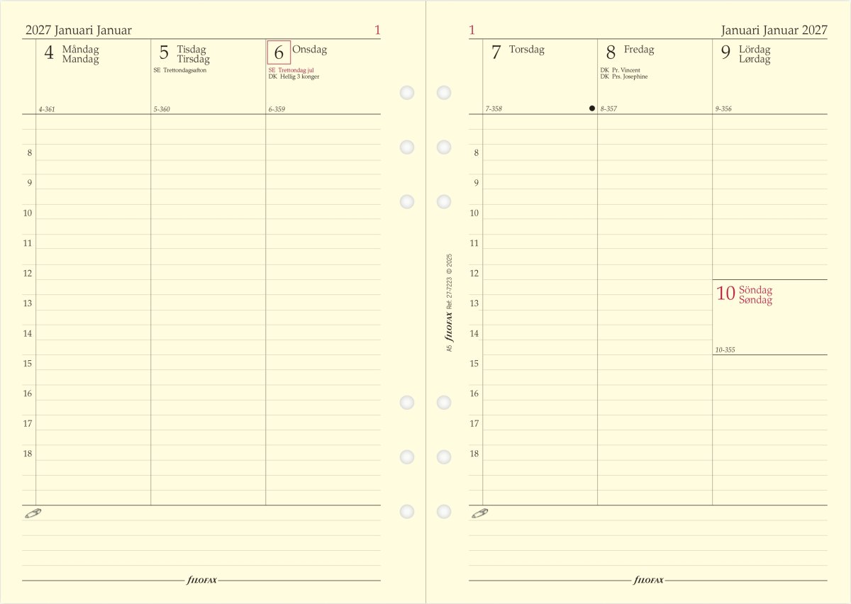 Filofax 2027 Refill | A5 | Uge | Højformat