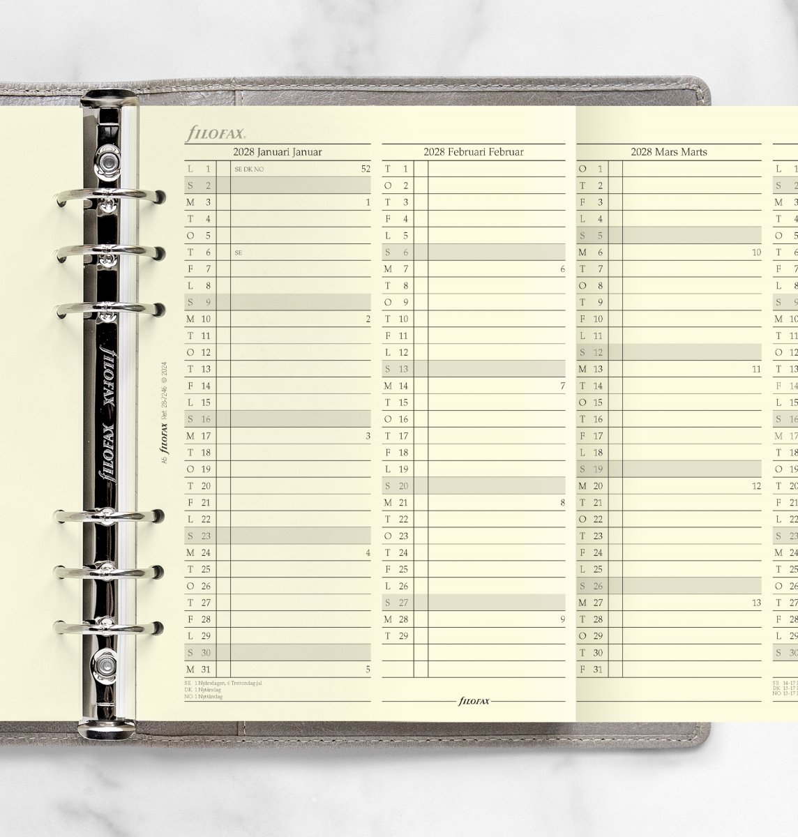 Filofax 2028 Refill | A5 | Årsplan