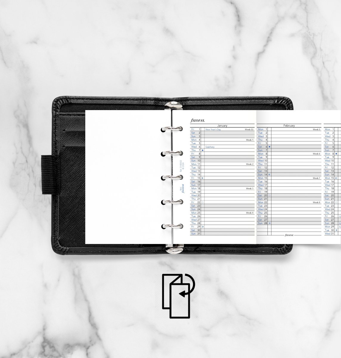 Filofax 2027 Refill | Mini | Årsplan | Engelsk