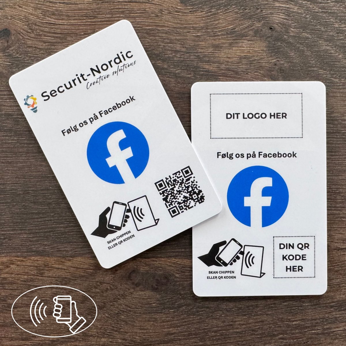 Kort med chip, eget logo, Facebook