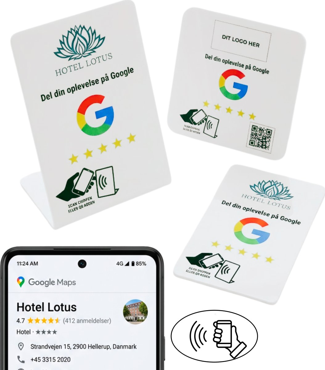 Skiltepakke m/chip, 3 stk, eget logo, Google