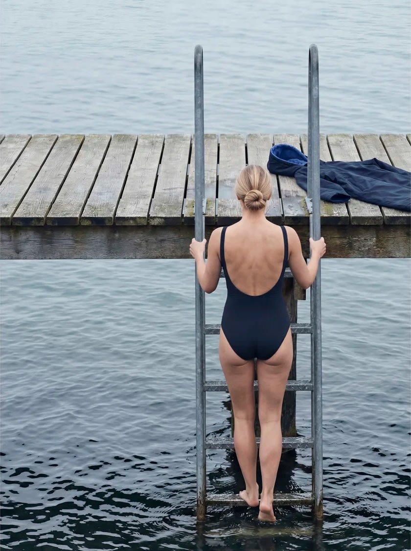 Södahl North Vinterbadekåbe, str l/xl, navy