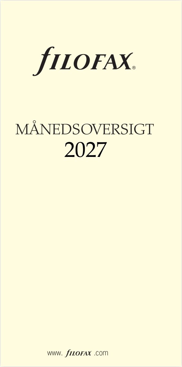 Filofax 2027 Refill | Personal | Månedsoversigt