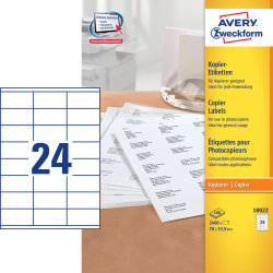 Avery 18022 kopietiketter, 33,9 x 70mm, 2400stk