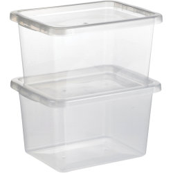 Basic plastboks inkl låg, 15 liter, Klar