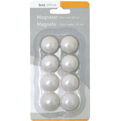 Office Magneter til whiteboard 20mm, 8 stk, hvid
