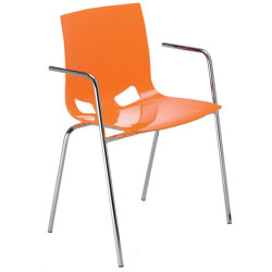 Fondo caféstol med armstöd orange/krom
