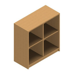 Jive+ hylla med 4 fack, bokfaner. Djup 42 cm