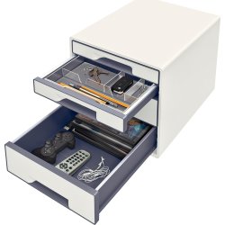 Leitz WOW CUBE skuffekabinet, 4 skuffer, grå