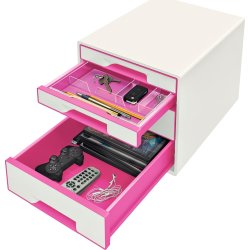 Leitz WOW CUBE skuffekabinet, 4 skuffer, pink