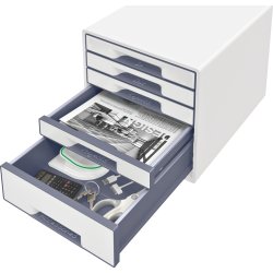 Leitz WOW CUBE skuffekabinet, 5 skuffer, hvid/grå