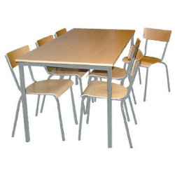 Matsalsset för 6 personer i bok/aluminium