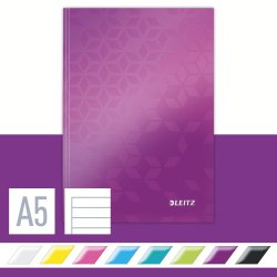 Leitz WOW notesbog A5, linjeret, lilla