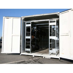 Dækreol-indretning af 20 fods container, 120 dæk