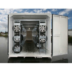 Dækreol-indretning af 20 fods container, 120 dæk
