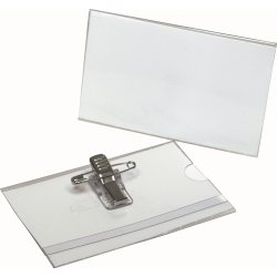 Bantex Navneskilt m. clips/nål | 55x90 mm