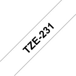 Brother TZe-231 labeltape 12mm, sort på hvid