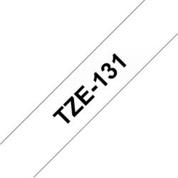 Brother TZe-131 labeltape 12mm, sort på klar
