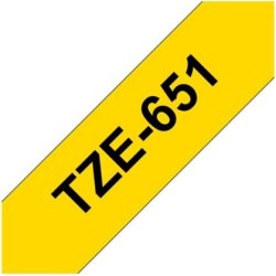Brother TZe-651 labeltape 24mm, sort på gul