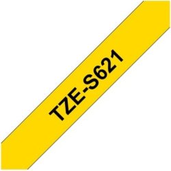 Brother TZe-S621 ekstra klæb, 9mm, sort på gul