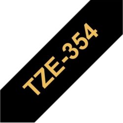 Brother TZe-354 labeltape 24mm, guld på sort