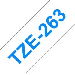 Brother TZe-263 labeltape 36mm, blå på hvid