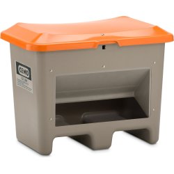 Salt-/sandlåda 200 L, gaffelöppning, grå/orange